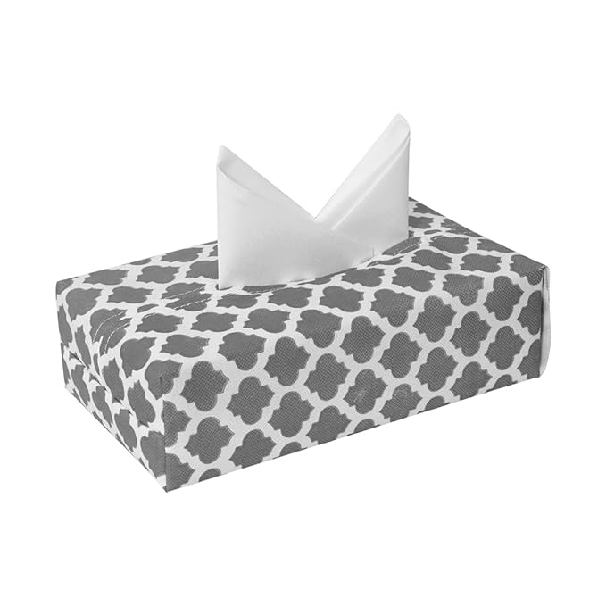 PrettyKrafts Tissue Paper Box Cover Rectangular Shape Napkin Holder use for car,Home and Office, (Single), Qtr Grey