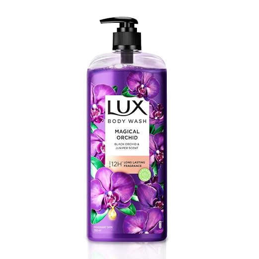 Lux Body Wash Fragrant Skin Black Orchid Scent & Juniper Oil Supersaver Xl Pump Bottle With Long Lasting Fragrance, Glycerine, Paraben Free, Extra Foam, 750 Ml