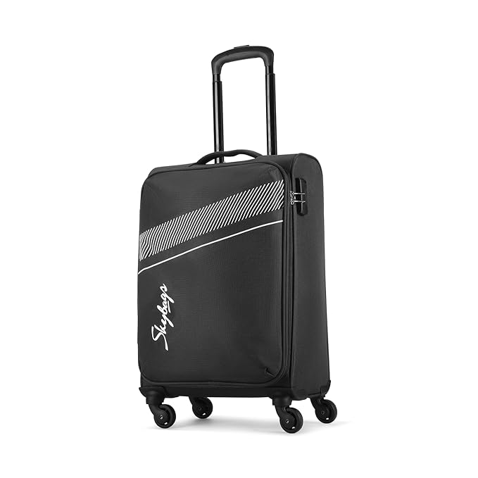 Skybags Trick Polyester Softsided 58 cm Cabin Stylish Luggage Trolley with 4 Spinner Wheels | Black Trolley Bag - Unisex