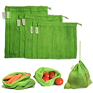 [Apply Coupon] - Necavu 100% cotton set of 6 fridge bag | Eco-friendly natural vegetables bags for fridge storage & mesh net vegetable bag fridge | Multi-purpose Eco-friendly cotton mesh bag (Neem Green)