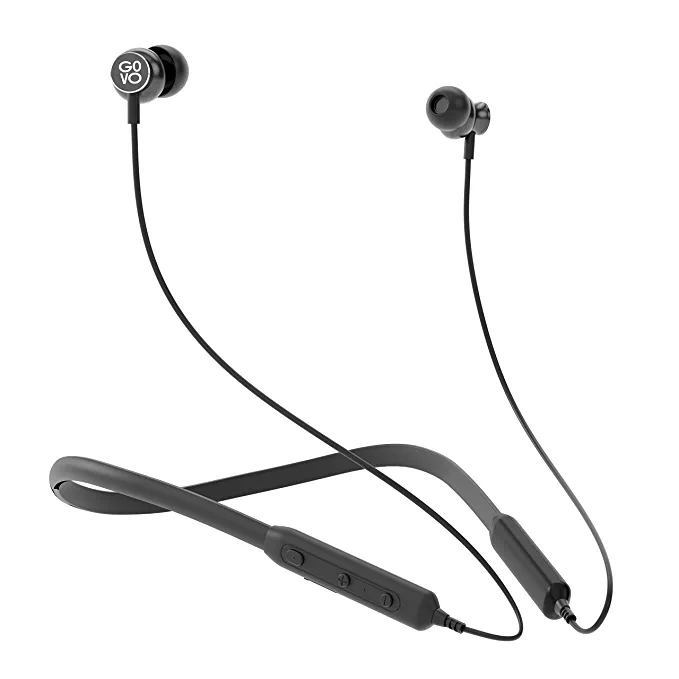 GOVO GOKIXX 410 Bluetooth Wireless Neckband in Ear Earphone - 8H Battery, 10mm Drivers, IPX5, Magnetic Earbuds, Integrated Controls & Lightweight Design (Platinum Black)