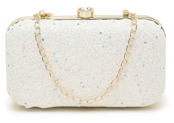 Envias Handcrafted Stylish Women's Bridal Clutch (White_EVS-146)