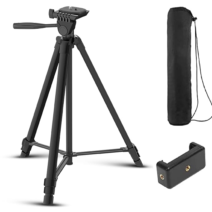 DIGITEK (DTR 480LW) 57 Inch Portable Aluminium Alloy Tripod with Smartphone Holder & 360° Ball Head, 3 Section Adjustment, 2kg Load Capacity, Carry Bag, Compatible with Smartphone, Video Camera, DSLR.