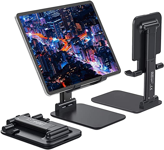 STRIFF Phone Stand Mobile Stand Foldable Tablet Mobile Tabletop Stand Holder - Angle-Height Adjustable Desk Cell Phone Holder Anti-Slip Compatible with Smartphones/iPad Mini/Game/Kindle/Tablet(4-10")