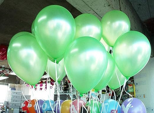 AMFIN® (Pack of 25) 10 inch Metallic Balloons Green for Birthday Decoration, Decoration for Weddings, Engagement, Anniversary - Light Green