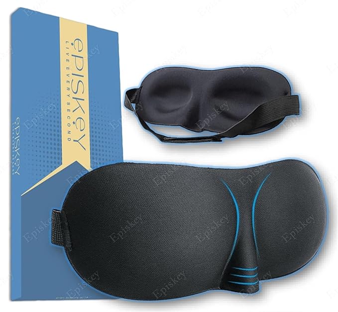 Sleep Eye Mask, 3D Contoured Eye Mask, Sleep Mask with Adjustable Strap, Soft and Comfortable Night Blindfold for Women Men, Eye Mask for Sleeping, Shift Work, Travel, Black (EYE 3D)