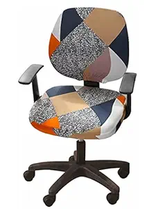 House of Quirk Polyester Snapdex Stretch Print Computer Office Chair Cover, Removable Washable Universal Desk Rotating Chair Slipcover (Multi Prism, Pack of 1)