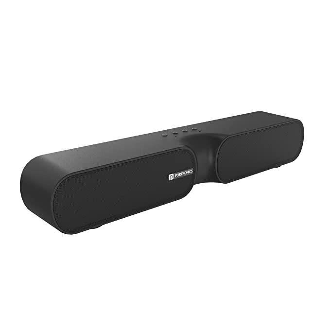 Portronics Decibel 20 16W Wireless Bluetooth Soundbar, 3.5mm Aux Slot, HQ Stereo Sound, Long Playtime(Black)