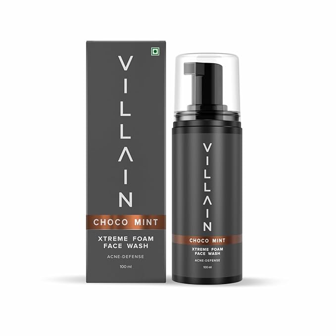 Villain Xtreme Foam Face Wash with Chocomint | Purifies Skin, Prevents Acne, Removes Dirt, Excess Oil & Skin Brightening - 100 ML