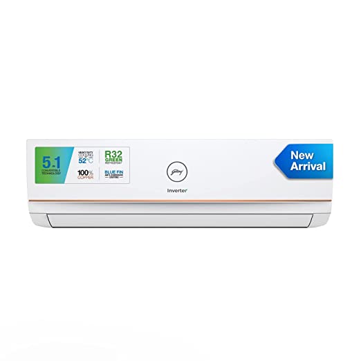 Godrej 1 Ton 3 Star, 5-In-1 Convertible Cooling, Inverter Split AC (Copper, I-Sense Technology, 2023 Model, AC 1T EI 12TINV3R32-GWA Split, White)