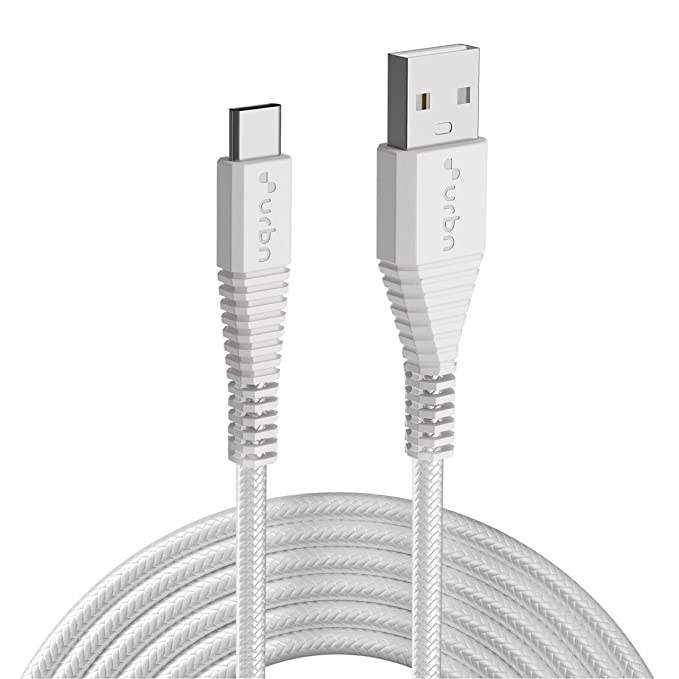 URBN Type-C USB 3.4 Amp | 25W Fast Charging Cable for Smartphone | Unbreakable Rugged & Nylon Braided | Quick Charge (QC) Compatible | Made in India | Length (5 Feet) - White