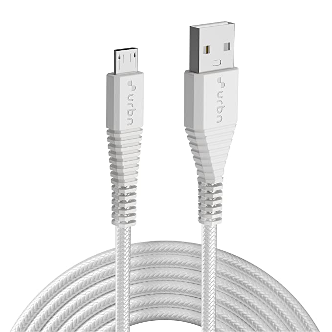 URBN USB Micro 3.4A Fast Charging Cable - 5ft | Unbreakable Nylon Braided, Rugged & Tangle-Free | Charge & Data Transfer | Quick Charge Compatible with Samsung & All Micro USB Devices |White