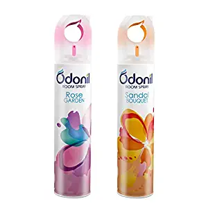 Odonil Room Air Freshner Spray - 440ml Combo (Pack of 2, 220ml each) | Rose Garden & Sandal Bouquet | Nature Inspired Fragrance for Home & Office | Long Lasting Fragrance