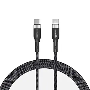 amazon basics Braided Usb Type C To Type C 60W Fast Charging Data Cable For Smartphone (Black 1.2 Meter)