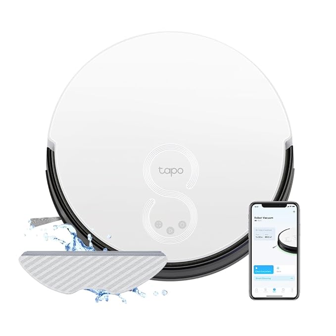 Tapo TP-Link RV10 2-in-1 Robotic Cleaner & Mop, 4-Level 2000Pa Suction, Google Assistant & Alexa Compatible | Auto-Charging | Auto-Boost | 3-Hour Continuous Cleaning | Hub Included