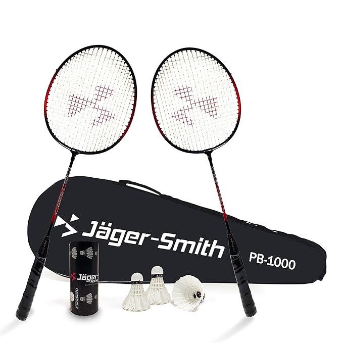 Jager-Smith PB 1000 Combo & Featherlite 2 (Pack of 3) Feather Shuttles with Steel Shaft & Full Body Cover