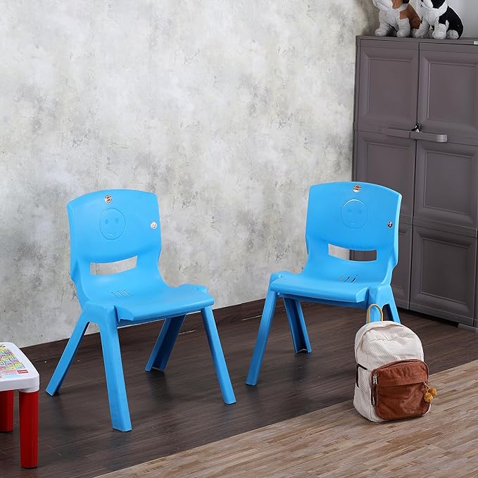 Cello Bolt Baby Comfortable Kids Chair with Backrest for Study Chair|Play|Dining Room|Bedroom|Kids Room|Living Room|Indoor-Outdoor|Dust Free|100% Polypropylene Stackable Chairs, Blue