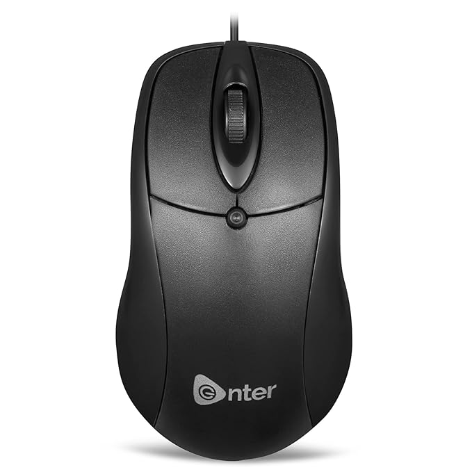 Enter Eternal Wired USB Mouse, 800 DPI Optical Sensor, 3-Button Design, Plug & Play, for Windows/Mac/Linux (Black)