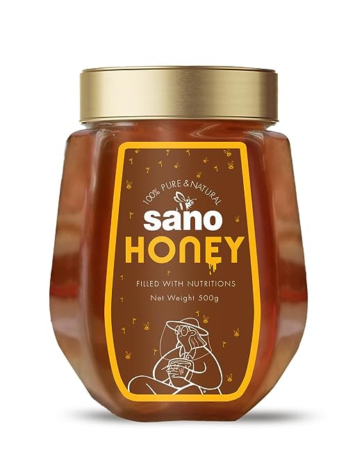 Sano Pure Honey 500g (Pack of 1) | 100% Pure, Natural, and Unadulterated | Naturally Rich in Antioxidants | No Sugar Adulteration