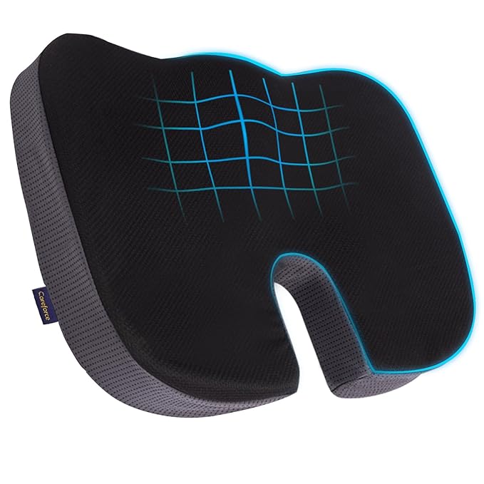 Careforce Car Seat Cushions for Chair Coccyx Cushion for Tailbone Pain Seat Cushion for Chair Tailbone Pillow for Sitting Seat Cushion for Car Driving Seat Sitting Pillow Coccyx Seat Cushion - PU