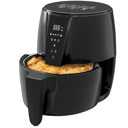 Lifelong 4.2L Digital Air fryer for Home - 1350W Airfryer with 6 Presets, Touch Panel - Hot Air Circulation Technology with Temperature & Timer Control - Uses Up to 90% Less Oil (LLHFD439, Black)