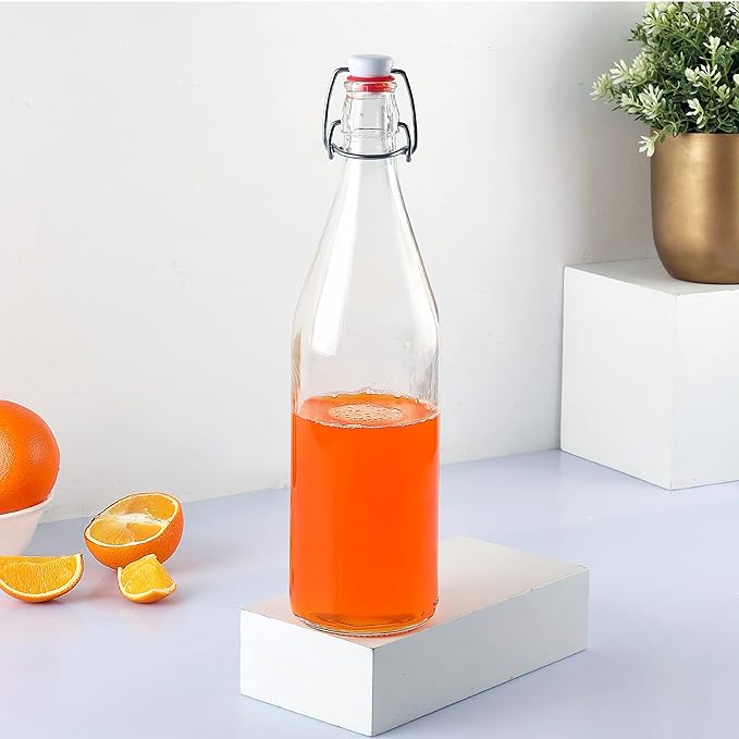 [Apply Coupon] - CELLO Aquaria Glass Water Bottle | Freezer Safe & Leakproof Flip Cap | Stylish & Unique Design | Durable & Scratch Proof | 1000ml, Clear