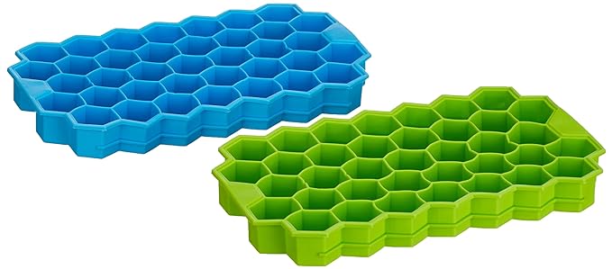 Amazon Brand - Solimo Silicone Ice Cube Tray with 37 Cavities (Set of 2)