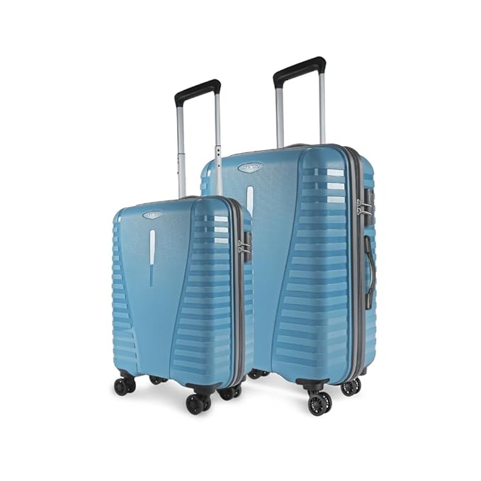 Aristocrat Air Pro Trolley Bag Set of 2 Polypropylene Spinner Wheels Hard Luggage (55Cm and 66Cm) | Cabin and Medium Check-in Luggage | Secured Combination Lock | Cross Teal | Unisex