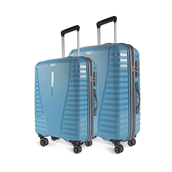 Aristocrat Polypropylene(Pp) Air Pro Set of 2 Hard Carry-On Luggage(66+76Cm)|Medium&Large Check-in Lightweight Luggage with Strong 4 Spinner Wheels,Secured Zip & Combination Lock|Cross Teal|Unisex