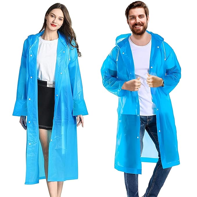 HACER EVA Waterproof Unisex Rain Coat Hooded Full Sleeves Outdoor Men, Women, Boys & Girls Rainwear Poncho Raincoat for Camping, Hiking & Travelling (Sky Blue)