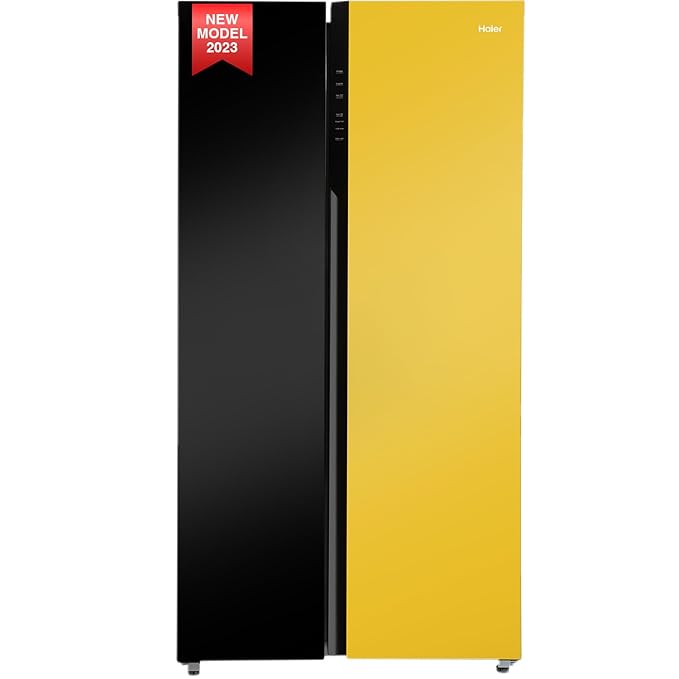 [Apply Coupon] - Haier 602L, 3-Star, Vogue 100% Convertible Fridge Space, Expert Inverter 2-Door Side by Side Refrigerator, (HRS-682KYG, Black Yellow Glass)