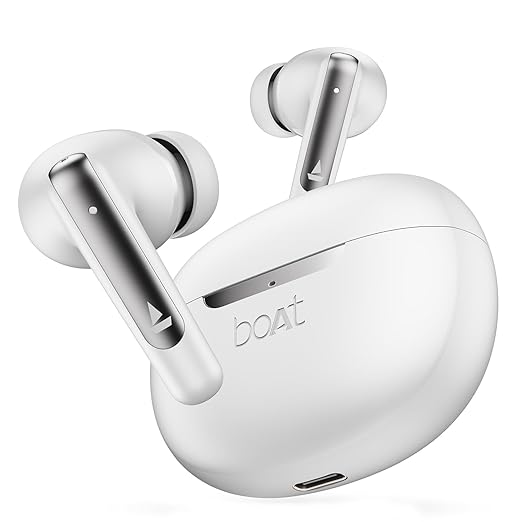 boAt Airdopes 141 ANC, ANC(~32dB), 50ms Low Latency, 4Mics ENx Tech, 42HRS Battery, Fast Charge, Dual EQ Modes, IPX5, v5.3 Bluetooth Earbuds, TWS Ear Buds Wireless Earphones with mic (White)