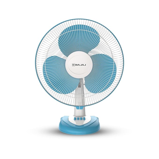 [Apply Coupon] - Bajaj Frore Neo Table Fan 400 MM | Table fans for Home & Office |Aerodynamically Balanced Blades| 100% CopperMotor| HighAir Delivery|3-Speed Control| 2-Yr Warranty Blue