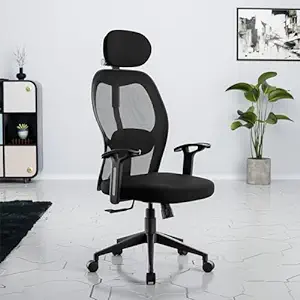 [Apply Coupon] - Green Soul®| Yoga| Office Chair with 2:1 Smart Synchro Mechanism| 3D Adjustable Headrest| 2D Adjustable Lumbar Support| Strong Nylon Base| High Back Ergonomic Chair for Home & Office (Yoga_HB_Black)