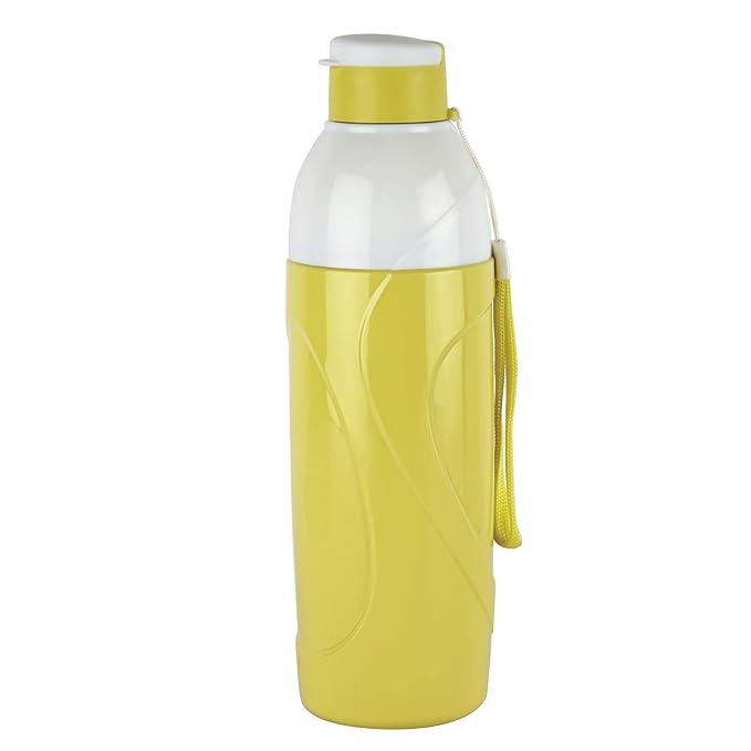 CELLO Puro Funtron 600 | Plastic Water Bottle | Easy Carry Wrist Belt | Keeping Content Cold for Long | Perfect for staying hydrated at the school,college, work, Water Bottle | 550ml,Pastel Yellow