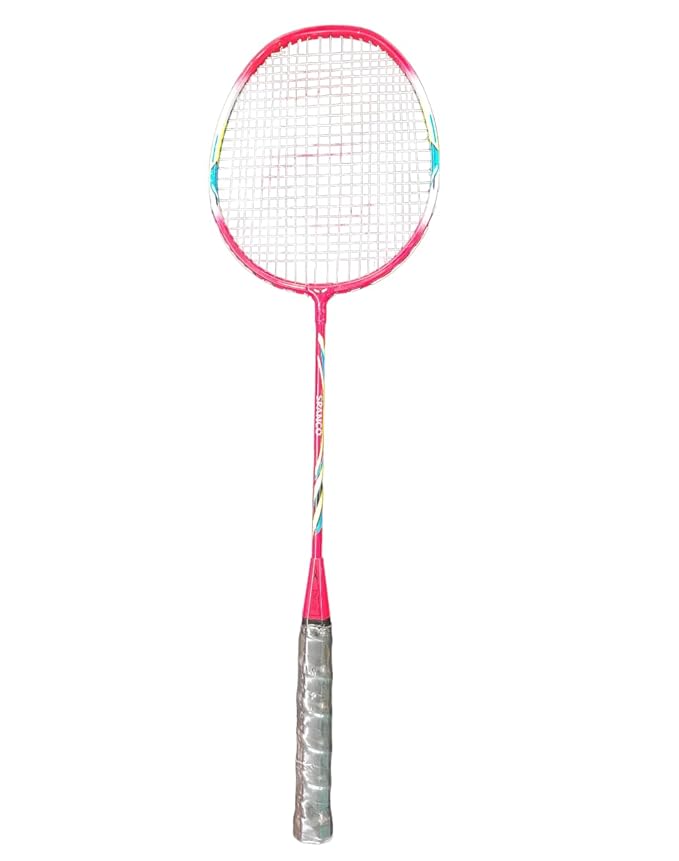 SPANCO Single-Shaft, Aluminium Material, Red Base Color, Badminton Racquet for Playing at Street, Balcony, Roof etc. Appropriate for Fun/Playing/Fitness, Size : Full (No. of Racket : 1)