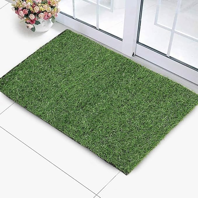 Status Artificial Grass Mat, Floor Mat, Door mat Natural Green (Doormat (12 X 18 inch))