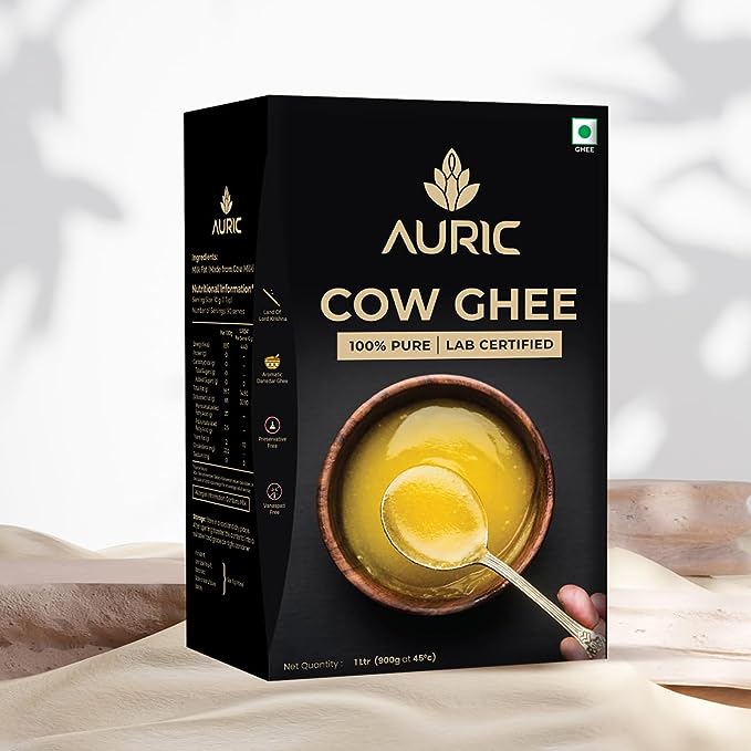 [Apply Coupon] - Auric Lab Certified Cow Ghee 1L | 100% Pure And Natural | Desi Ghee | Highly Nutritious | Helps Keep Your Heart Healthy | Boost Immunity & Energy