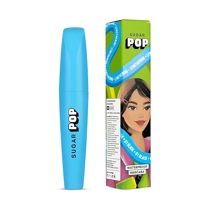 SUGAR POP Waterproof Mascara | Lengthening, Smudge-proof & Clump-free | Enriched with Jojoba Oil & Vitamin E | 8ml - 01 Black