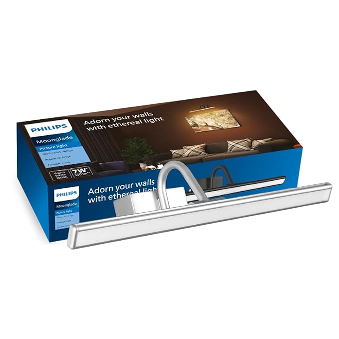 PHILIPS 7-Watts Moonglade Silver Picture Light | Picture Light for Display | Warm White | Pack of 1