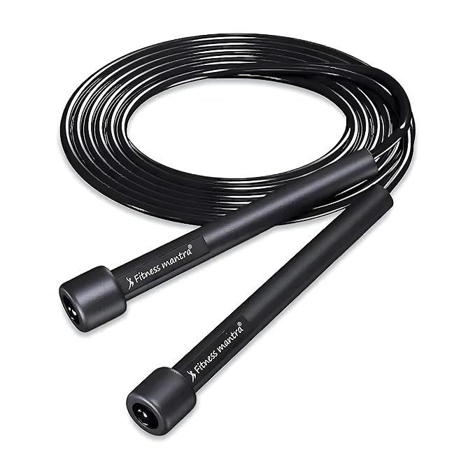 Fitness Mantra® Adjustable Length Skipping Rope/Jumping Rope for Men and Women (Color- Black, Qty- 1 Pcs.)