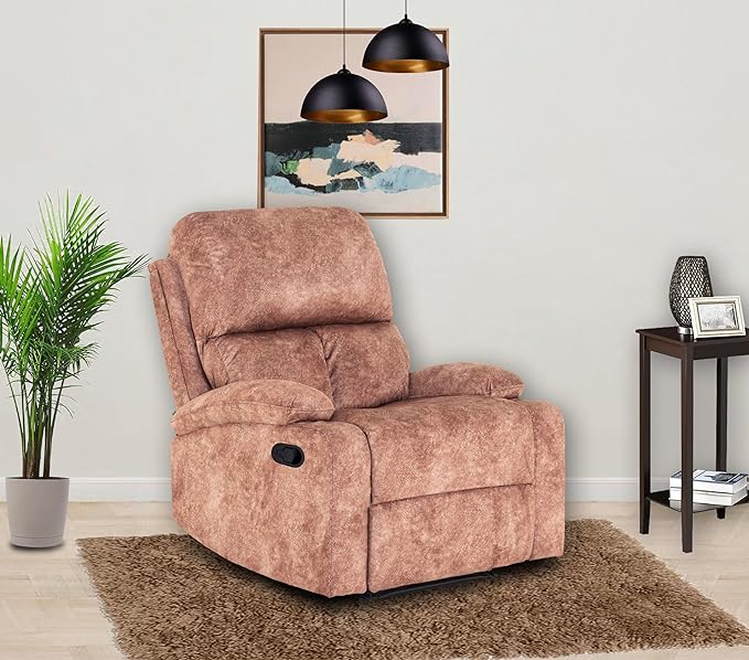 Peachtree Home Accents Manila Recliner Chair for Resting, Guest Living Room, Office, Drawing Room | Single Seater Chair with Neck & Lumbar Support | 1 Year Warranty (Metal Suede, 50.8 x76.2 x97.8cm)