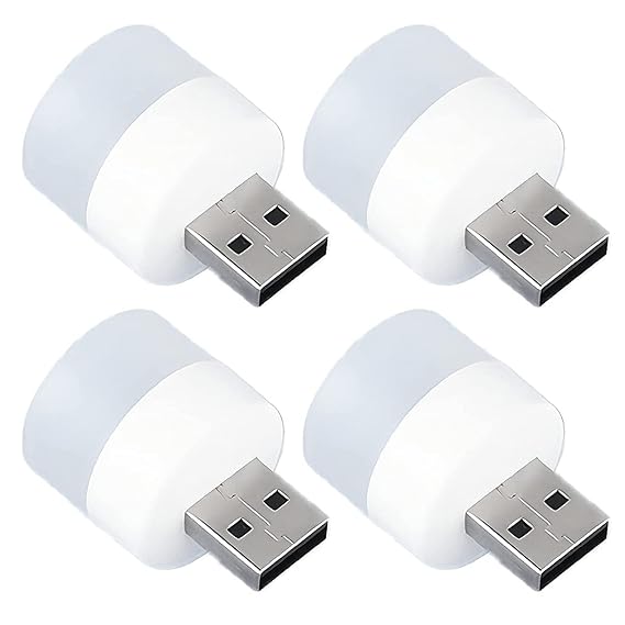 [Apply Coupon] - E-COSMOS Plug in LED Night Light Mini USB LED Light Flexible USB LED Ambient Light Mini USB LED Light, LED Portable car Bulb, Indoor, Outdoor, Reading, Kitchen,Sleep (4 pcs)