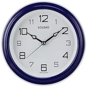 [Apply Coupon] - Amazon Brand - Solimo Abstract Analog Wall Clock | Round | Plastic | 8 Inch | Blue