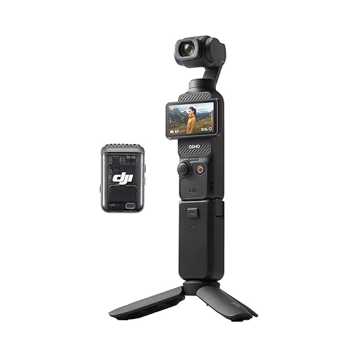 DJI Osmo Pocket 3 Creator Combo, Vlogging Camera with 1'' CMOS & 4K/120fps Video, 3-Axis Stabilization, Face/Object Tracking, Fast Focusing, Mic Included for Clear Sound, Small Camera for Photography