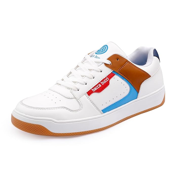 [Apply Coupon] - [Size: 8 UK] - Bacca Bucci Ranger Dunks Low Top Classic Sneakers for Men | Casual Shoes for Men with Memory Cushion Footbed