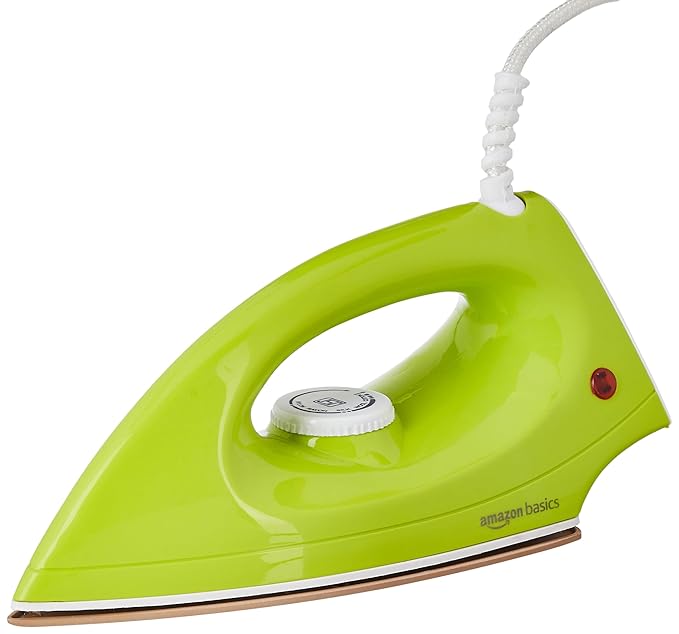 Amazon Basics 1000 Watt Dry Iron with Ergonomic Hand-Grip (Green)