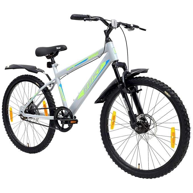 Avon Buke Spike 24T MTB Bicycles for Men|Tyre: 24 inches, Frame Size: 15.9'' Steel |Chainwheel with PVC Disc, Short Bend | Suspension Fork & Front & Rear Disc Break (Matt Grey)