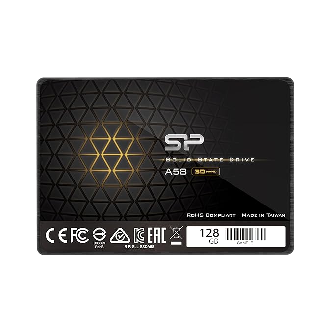 Silicon Power Ace A58 128GB 2.5 Inch SATA III SSD, 3D NAND with SLC Cache, Up to 500MB/s, Internal Solid State Drive for Desktop Laptop Computer