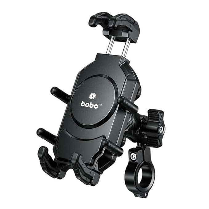 BOBO BM17H PRO Handlebar Mount Anti-Vibration Anti-Theft Waterproof Bike/Motorcycle/Scooter Mobile Phone Holder Mount, Ideal for Maps and GPS Navigation (Black)